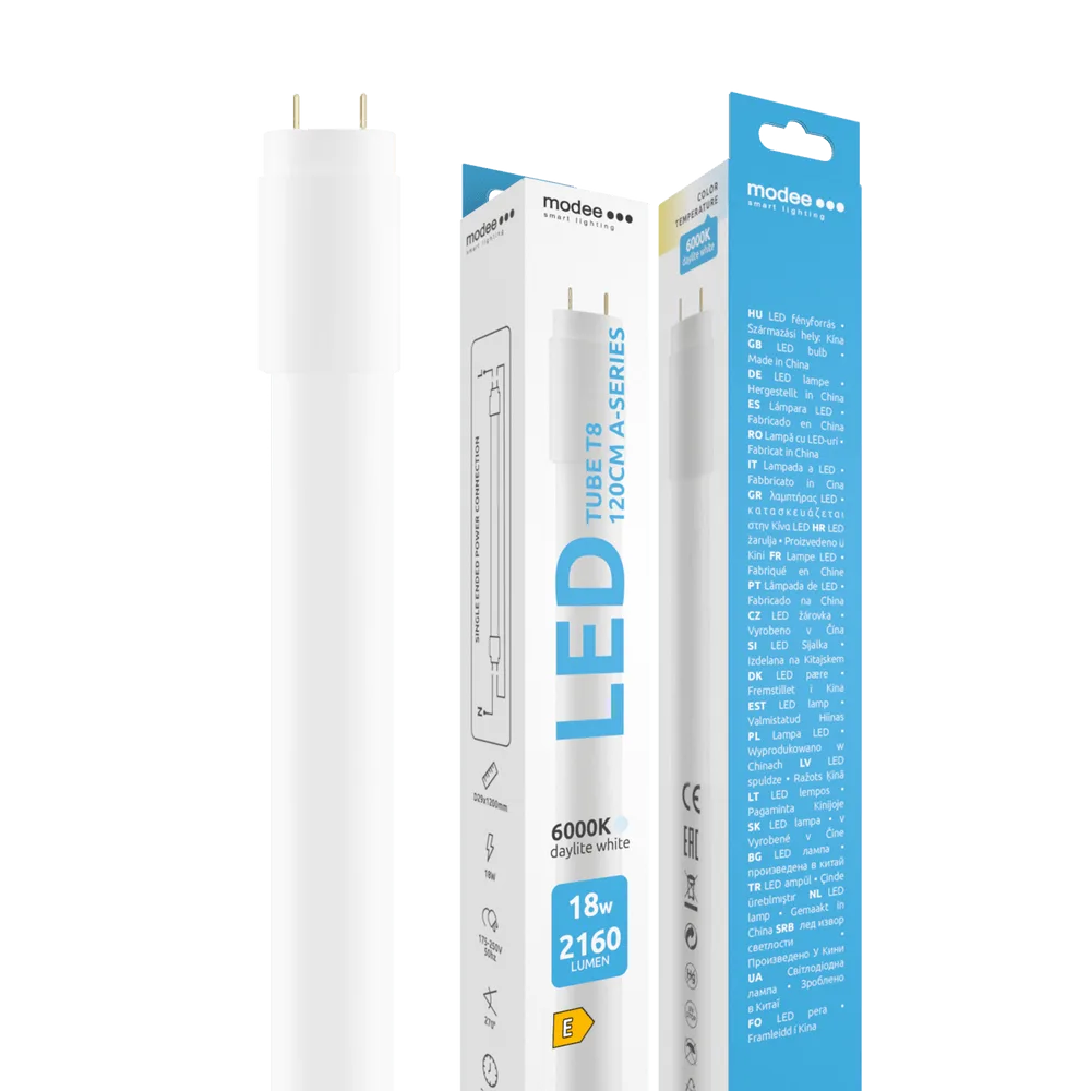 Tub LED T8 18W 2160lm 1200mm lumina rece 6000K Modee ML-T8G6000K1200-18WA