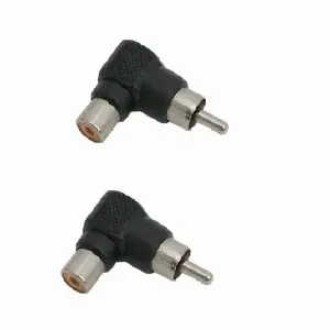 Set 2 adaptoare RCA tata 90 grade la RCA mama plastic negru M`N`C 05733-2