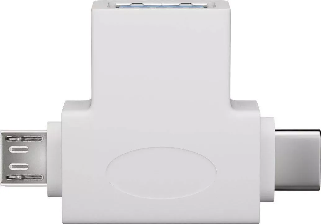 Adaptor USB 3.0 A mama la tata micro USB +USB Type C tata alb Goobay