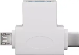 Adaptor USB 3.0 A mama la tata micro USB +USB Type C tata alb Goobay