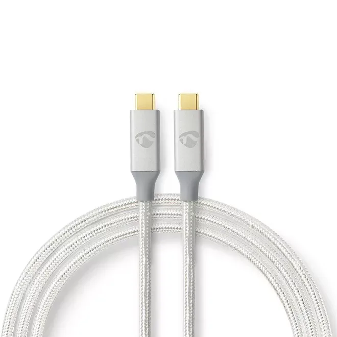 Cablu USB 3.2 Gen2x2 TYPE C tata-tata 20Gbps 1m 100W 5A argintiu Nedis