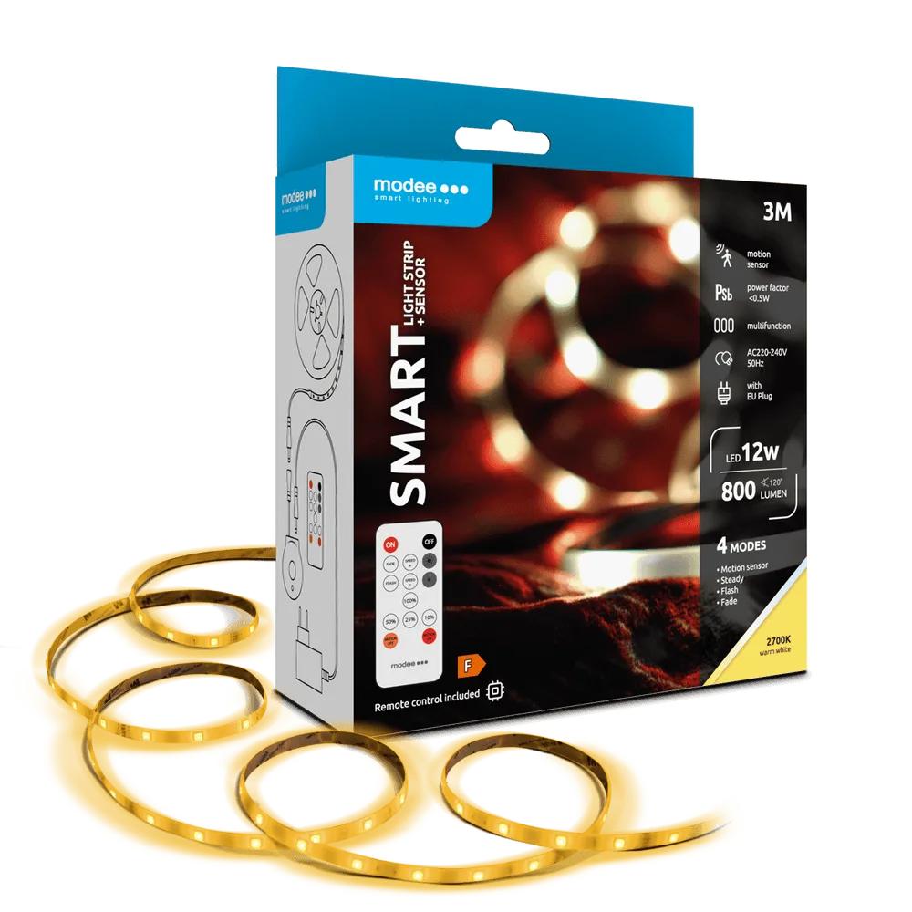 Banda LED Smart Modee 12W senzor de miscare cu telecomanda 2700K 800lm IP20 3m MSL-LS12W3M2700KS-R