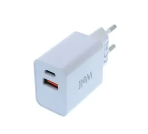 Incarcator retea Well 1x USB-A QC3.0 1x USB-C PD 30W alb PSUP-USB-WPQ3001WE-WL