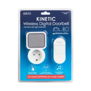 Sonerie fara fir Kinetic fara baterii cu priza 230V integrata alb delight 55338