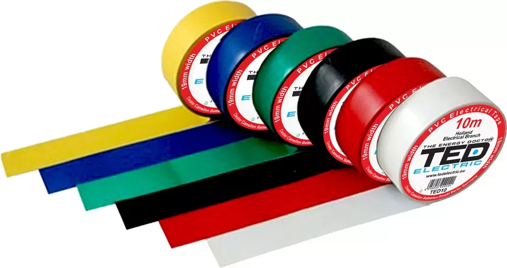 Banda electroizolatoare TED 19mm x 10metri galben-verde