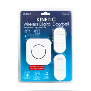 Sonerie fara fir Kinetic fara baterii 2 butoane IP44 exterior alb delight 55332WH-2