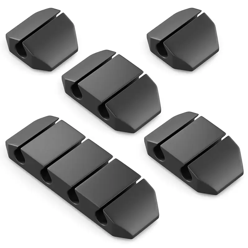 Set 5 organizatoare cabluri cu adeziv negre MK5540 deleyCON