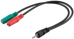 Cablu audio stereo Jack 3.5 mm 4 pini tata la 2x 3.5 mm 3 pini mama 0.3m Goobay