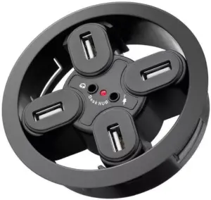 Hub USB 2.0 4 porturi +iesiri audio montabil in birou Goobay
