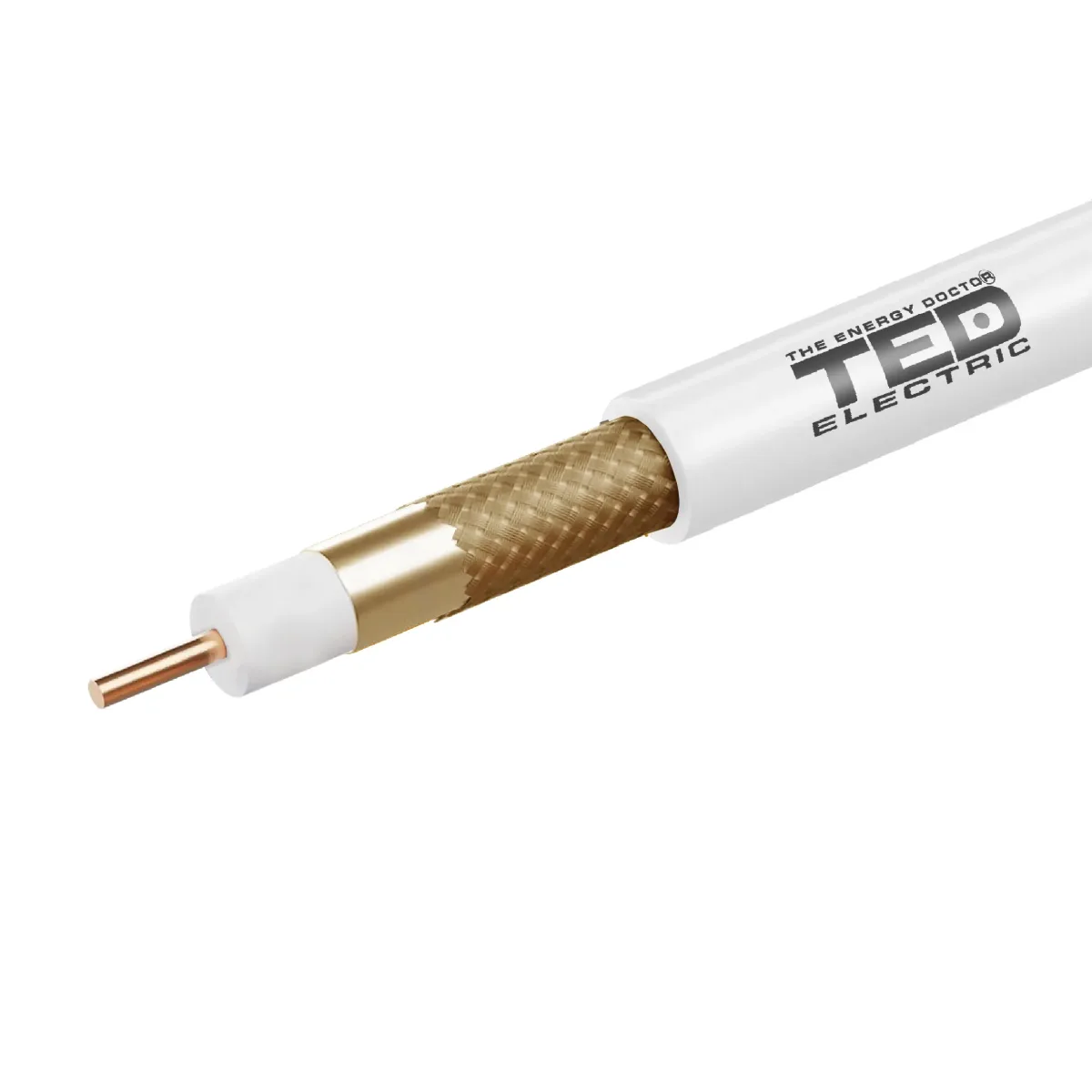 Cablu coaxial 75 ohm RG6 7mm cupru + tresa CCA TED Wire Expert New TED002365 pret/metru liniar