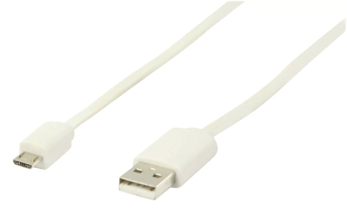 Cablu USB 2.0 USB A tata - micro USB B tata plat 1m alb Valueline