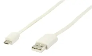 Cablu USB 2.0 USB A tata - micro USB B tata plat 1m alb Valueline