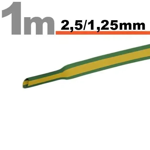 Tub termocontractant galben/verde 2.5 /1.25 mm 1m lungime