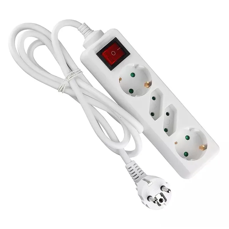 Prelungitor 4 prize cu intrerupator 1.5m 3G1.5mm2 alb V-TAC SKU-8770