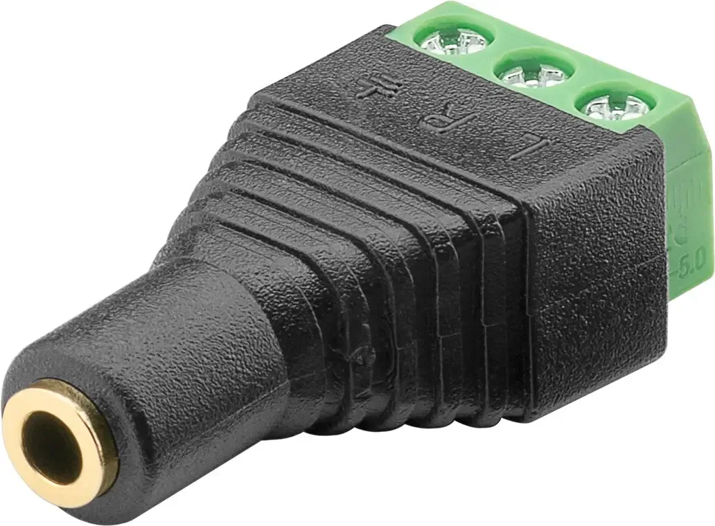 Adaptor bloc terminal cu 3 pini tip regleta cu surub la Jack 3.5 mm mama 3 pini stereo Goobay 76746