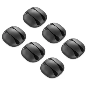 Set 6 organizatoare cabluri cu adeziv negre MK5541 deleyCON