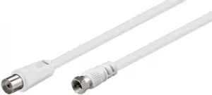 Cablu conexiune antena/Satelit 2.5m F tata - Coaxial mama alb Goobay