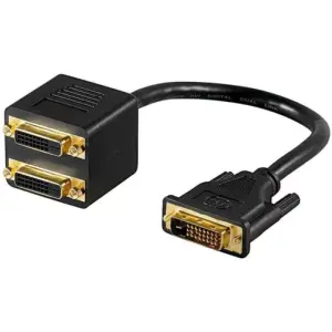 Cablu adaptor DVI-D 24+1 la 2x DVI-D 24+1 mama Goobay