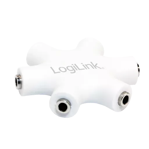 Splitter adaptor Jack 3.5 mm mama x6 stereo +cu cablu 0.2m alb LOGILINK CA1088