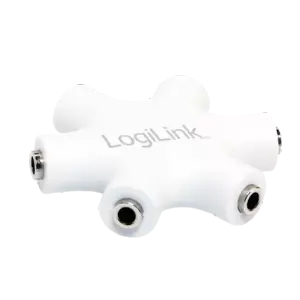Splitter adaptor Jack 3.5 mm mama x6 stereo +cu cablu 0.2m alb LOGILINK CA1088