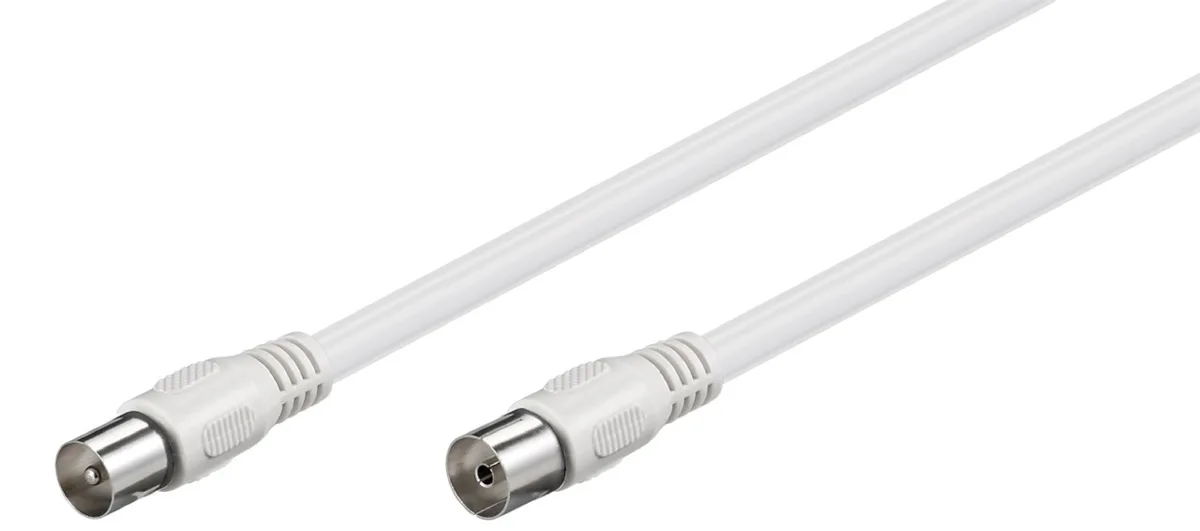 Cablu COAXIAL TV antena 5m mama-tata 75 ohm clasa A 85DB Dublu ecranat CCS alb 66616 Goobay