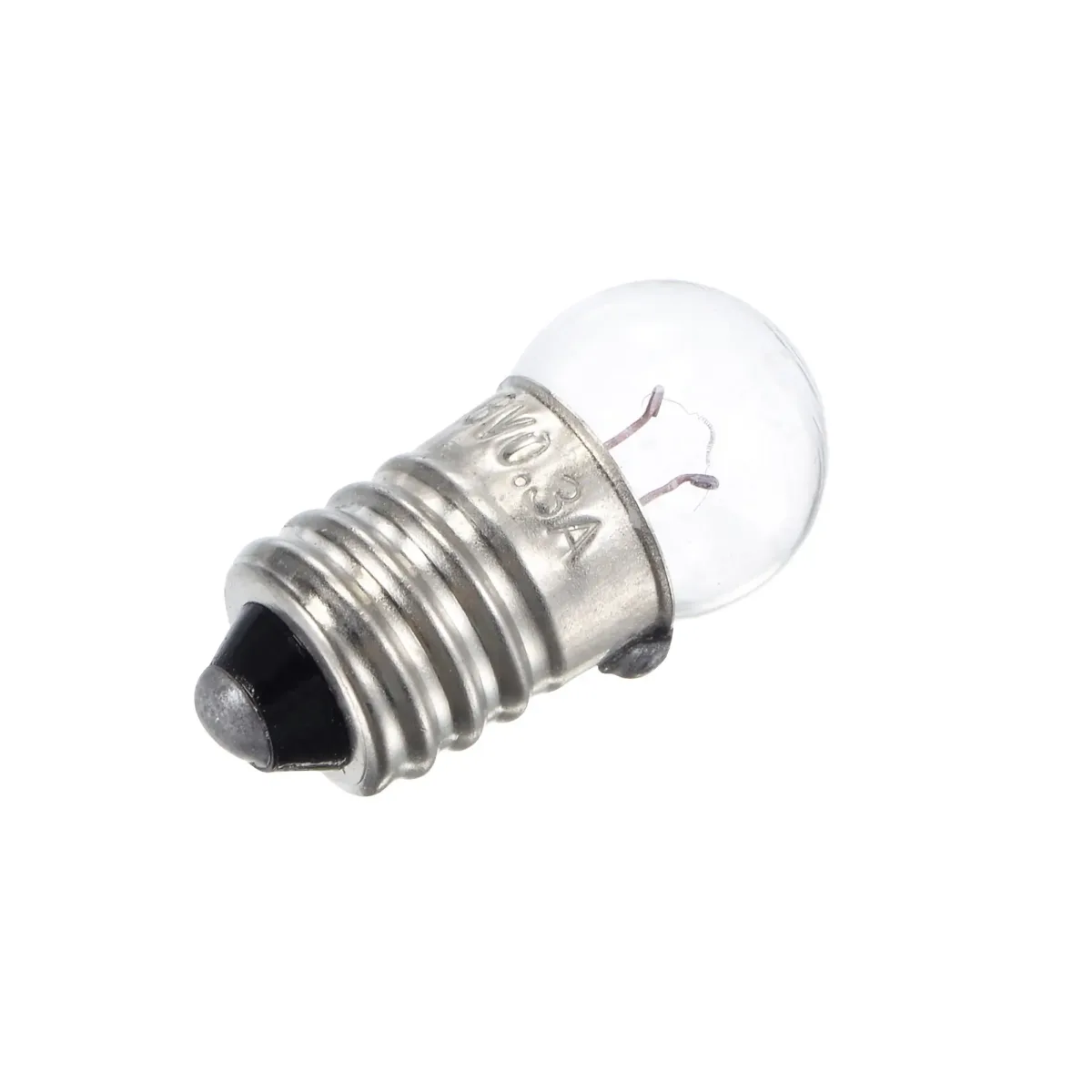 Bec lanterna cu filet E10 3.8V 300mA cu glob rotund