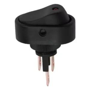 Interupator basculant 1 circuit 12V 20A OFF-ON LED rosu cu retinere 2 pini