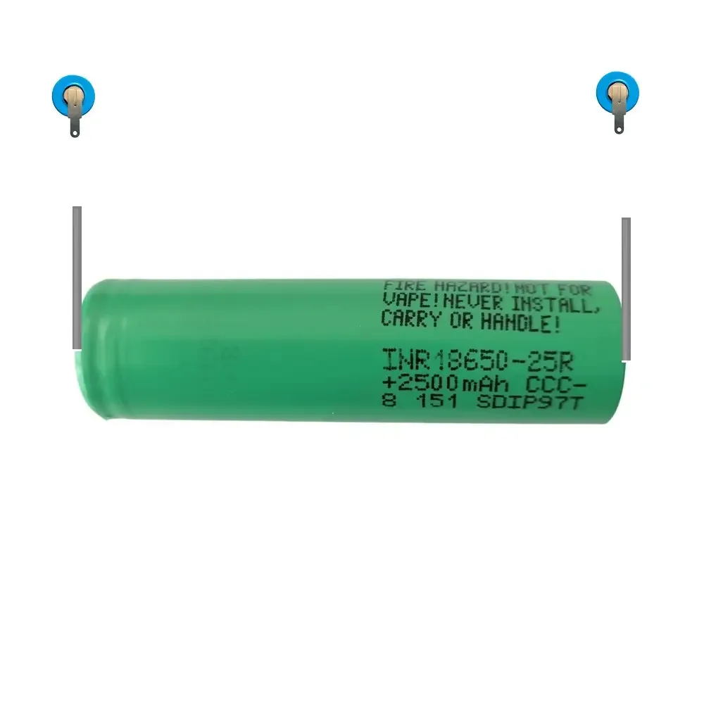 Acumulator 18650 3.6V LI-ION 2500mA 20A Samsung cu lamele sudate un U INR18650-25R-U-2