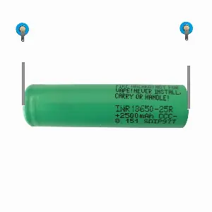 Acumulator 18650 3.6V LI-ION 2500mA 20A Samsung cu lamele sudate un U INR18650-25R-U-2