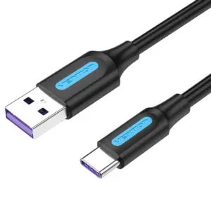 Cablu USB 2.0 USB A - USB C 3m 5A dublu ecranat negru 480Mbps VENTION CORBI