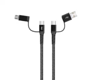 Cablu de date si incarcare 4in1 1m 3A Well negru