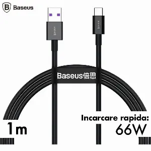 Cablu Baseus CATYS-B01 USB - Tip C 1m 100W 6A PD2.0 negru