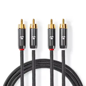 Cablu audio stereo 2x RCA tata - 2x RCA tata 1m gri Nedis