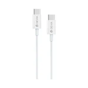 Cablu Devia Full 1m USB TYPE C - USB TYPE C Alb 3A 60W