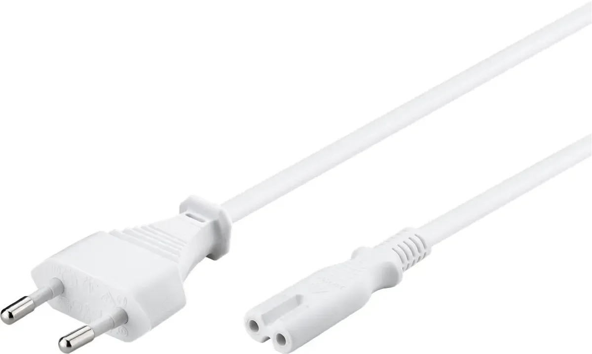 Cablu de alimentare cu 2-pin Euro 5m alb 2x0.75 mm2 cu priza C7 pentru aparate electronice 93988 Goobay