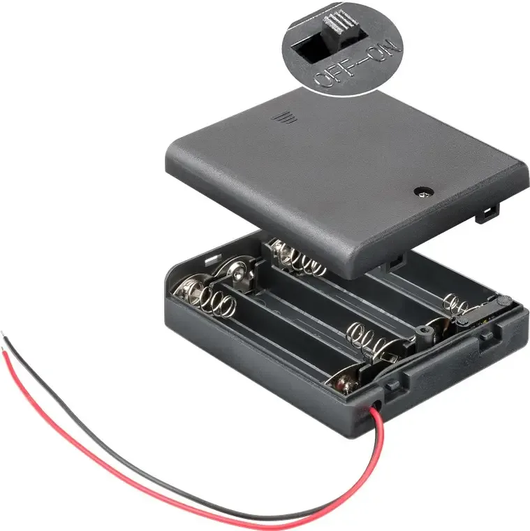 Suport baterii 4x AA R6 cu comutator si capete de cablu libere Rezistent la apa 11473 Goobay