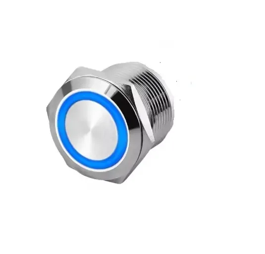 Intrerupator buton SW 1 ON-OFF cu retinere metal 12mm 12-24V LED albastru