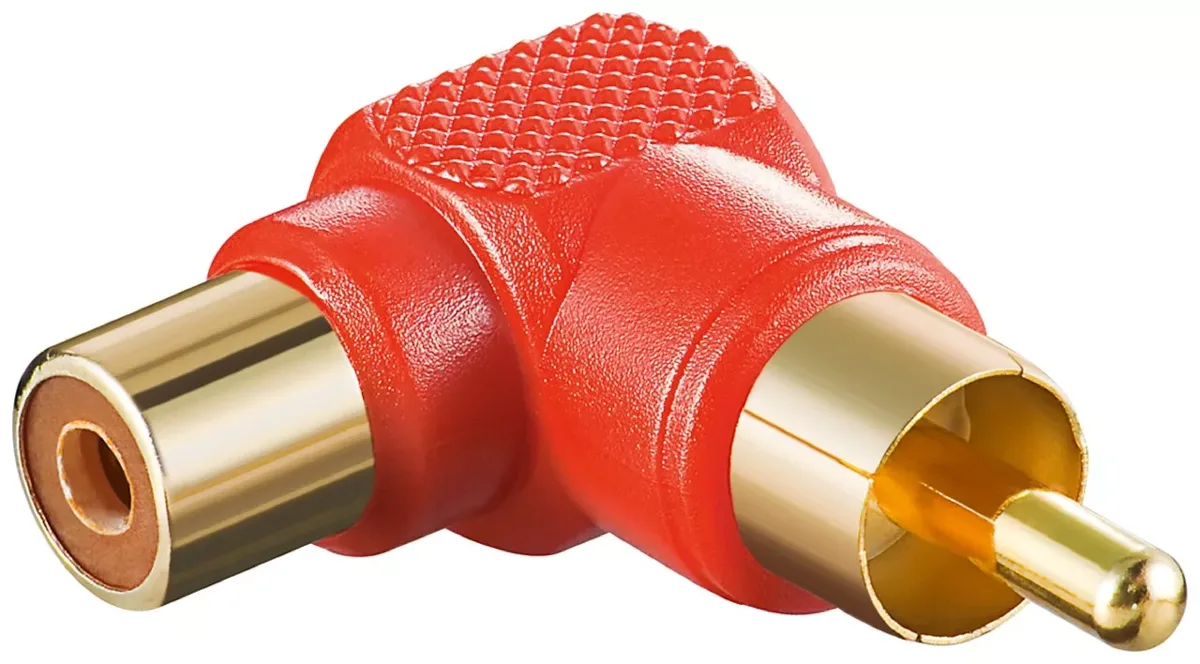 Adaptor RCA tata 90 grade - RCA mama contacte aurite Goobay