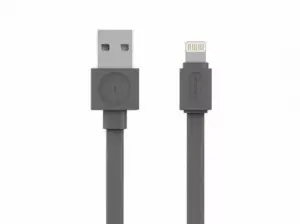 Cablu alimentare/sincronizare USB - iPhone Lighting 1.5m plat 2.4A gri Allocacoc