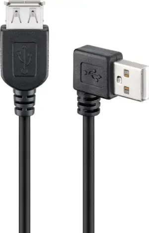 Cablu prelungitor USB 2.0 HI-SPEED 15cm USB A tata 90 grade dreapta la USB A mama drept Goobay
