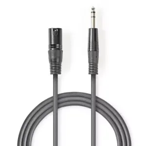Cablu stereo XLR 3 pini tata - JACK 6.5 mm tata 5m gri Nedis