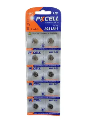 Set 10 baterii akaline PKCELL AG3 LR41 1.5V (610)
