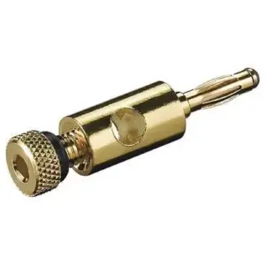 Mufa banana tata inel negru 4mm cu surub metal aurit Goobay