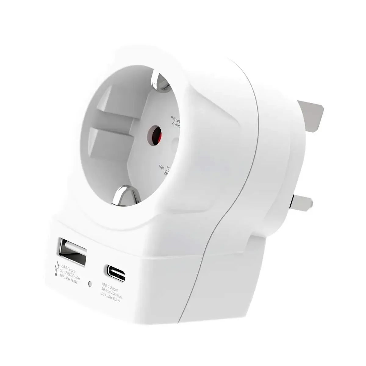 Adaptor priza Skross 1.500283-E EU la UK USB-A USB-C 20W