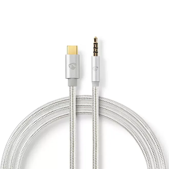Cablu USB TYPE C tata - Jack 3.5 mm tata 1m aurit argintiu Nedis