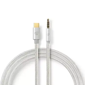 Cablu USB TYPE C tata - Jack 3.5 mm tata 1m aurit argintiu Nedis
