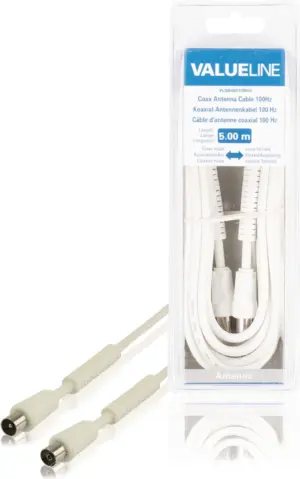 Cablu antena coaxial 100dB coaxial tata - coaxial mama 5m alb Valueline
