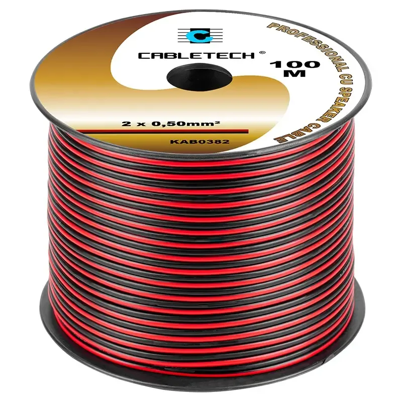 Cablu 10m difuzor cupru 2x0.5mm2 rosu/negru Cabletech KAB0382-10