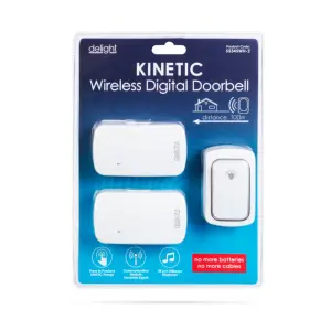 Sonerie alba fara fir si fara baterie Kinetic 2x receptori delight 55345WH-2