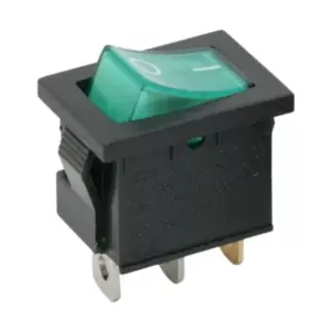 Interupator basculant 1 circuit 3 pini 6.5A 250V OFF-ON verde cu retinere